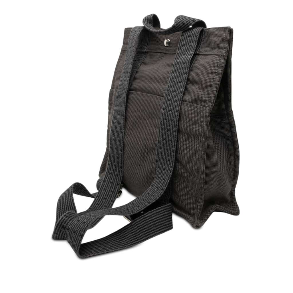 Hermès Canvas Herline Backpack MM Grey Canvas Good condition - Back View