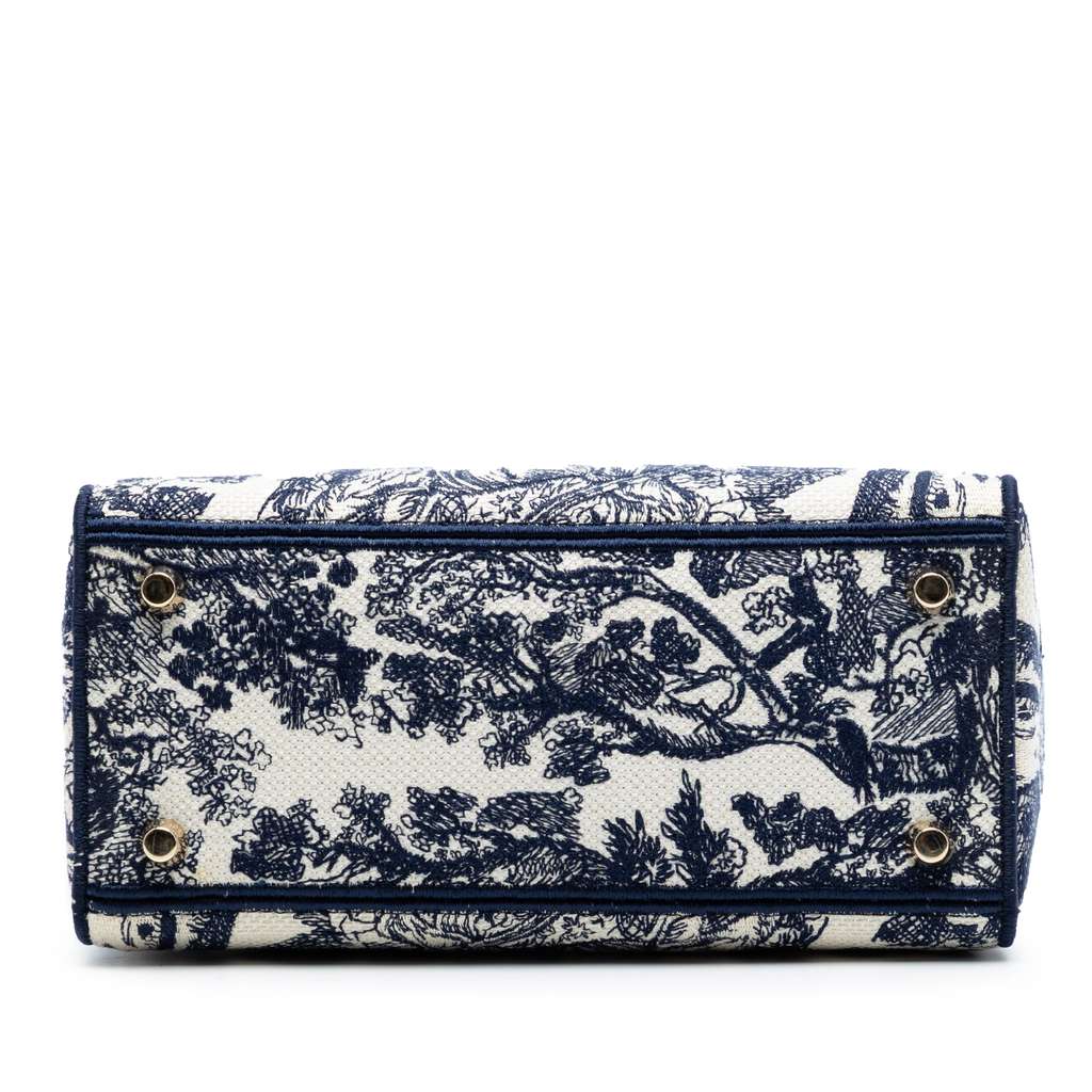 Dior Medium Embroidered Canvas Toile de Jouy Lady D Lite Blue Canvas Good condition - Inside View