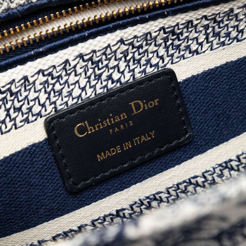 Dior Medium Embroidered Canvas Toile de Jouy Lady D Lite Blue Canvas Good condition - Box View