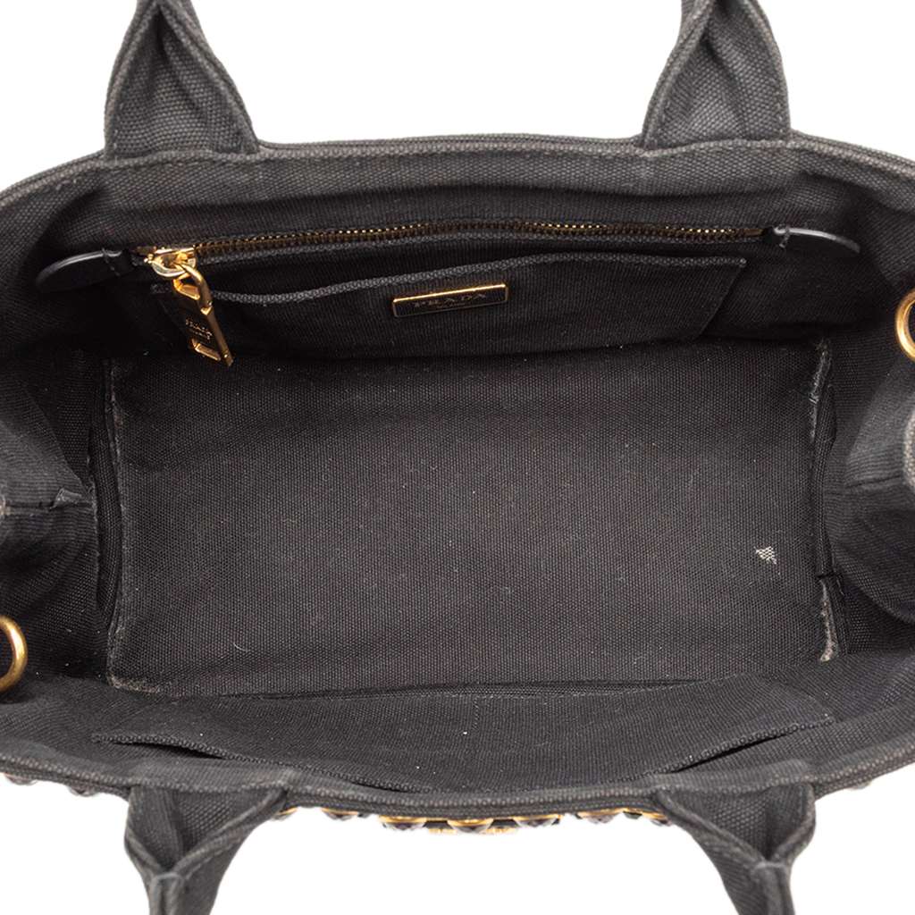 Prada Small Canvas Canapa Bijoux Satchel Black Canvas Good condition - Model View