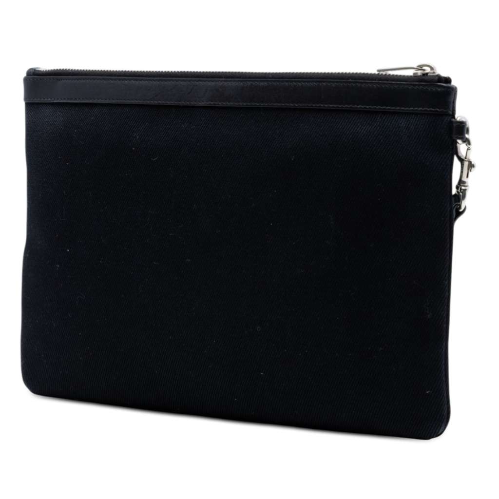 Saint Laurent Canvas Rive Gauche Clutch Black Canvas Good condition - Back View