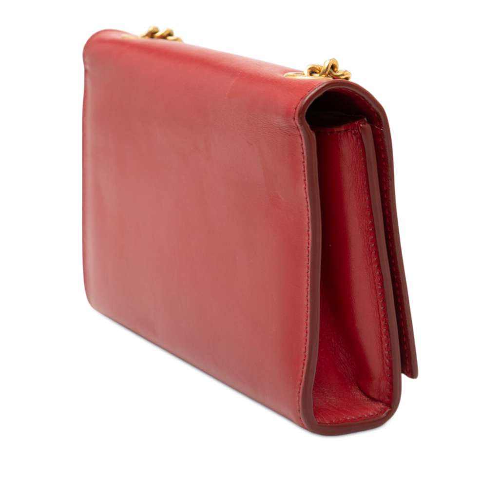 Saint Laurent Small Leather Monogram Kate Tassel Crossbody Red Leather Good condition - Back View