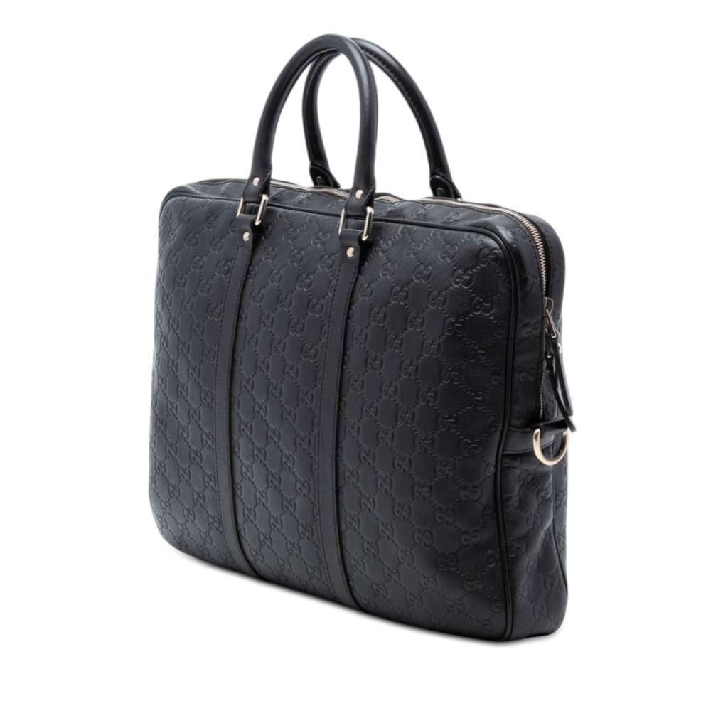 Gucci Guccissima Business Bag Black Leather Good condition - Back View