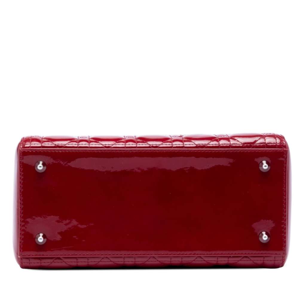 Dior Medium Patent Cannage Lady Dior Red Leather Good condition - Inside View