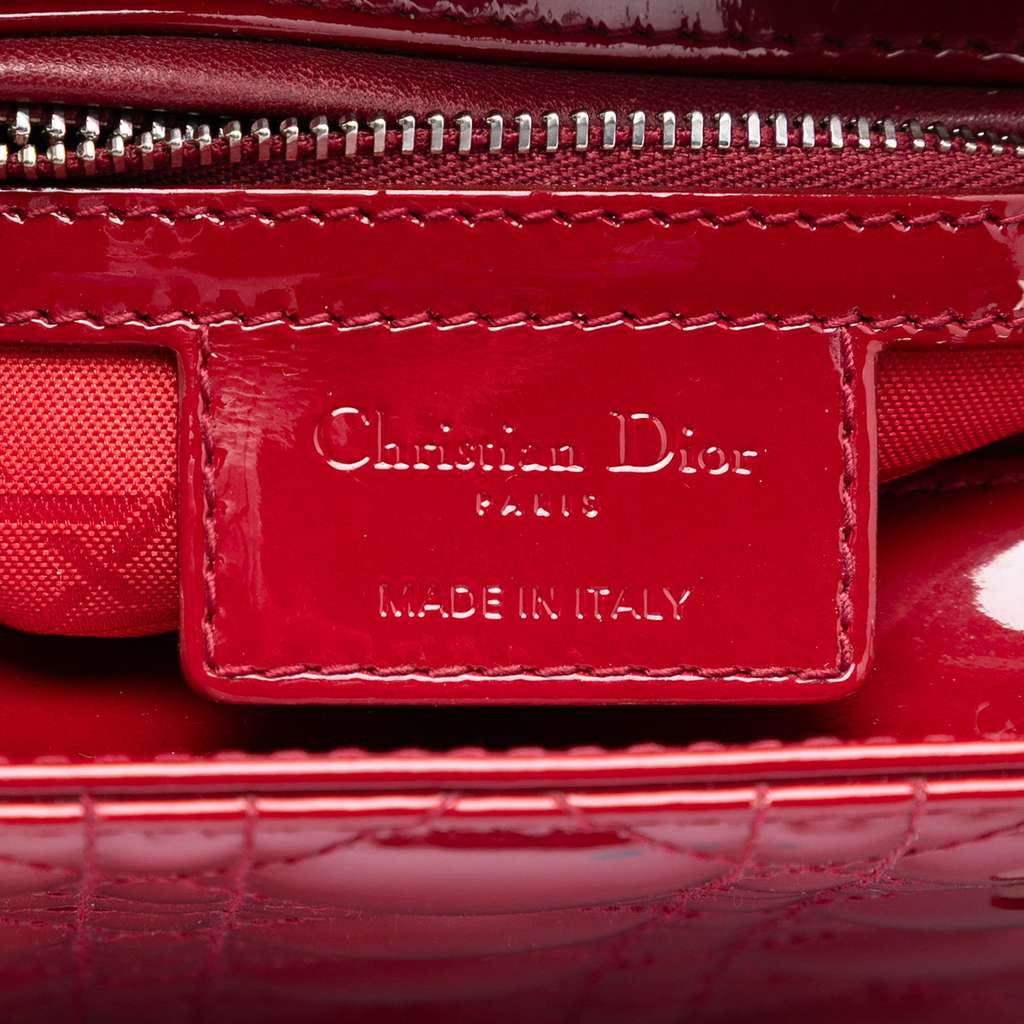 Dior Medium Patent Cannage Lady Dior Red Leather Good condition - Box View