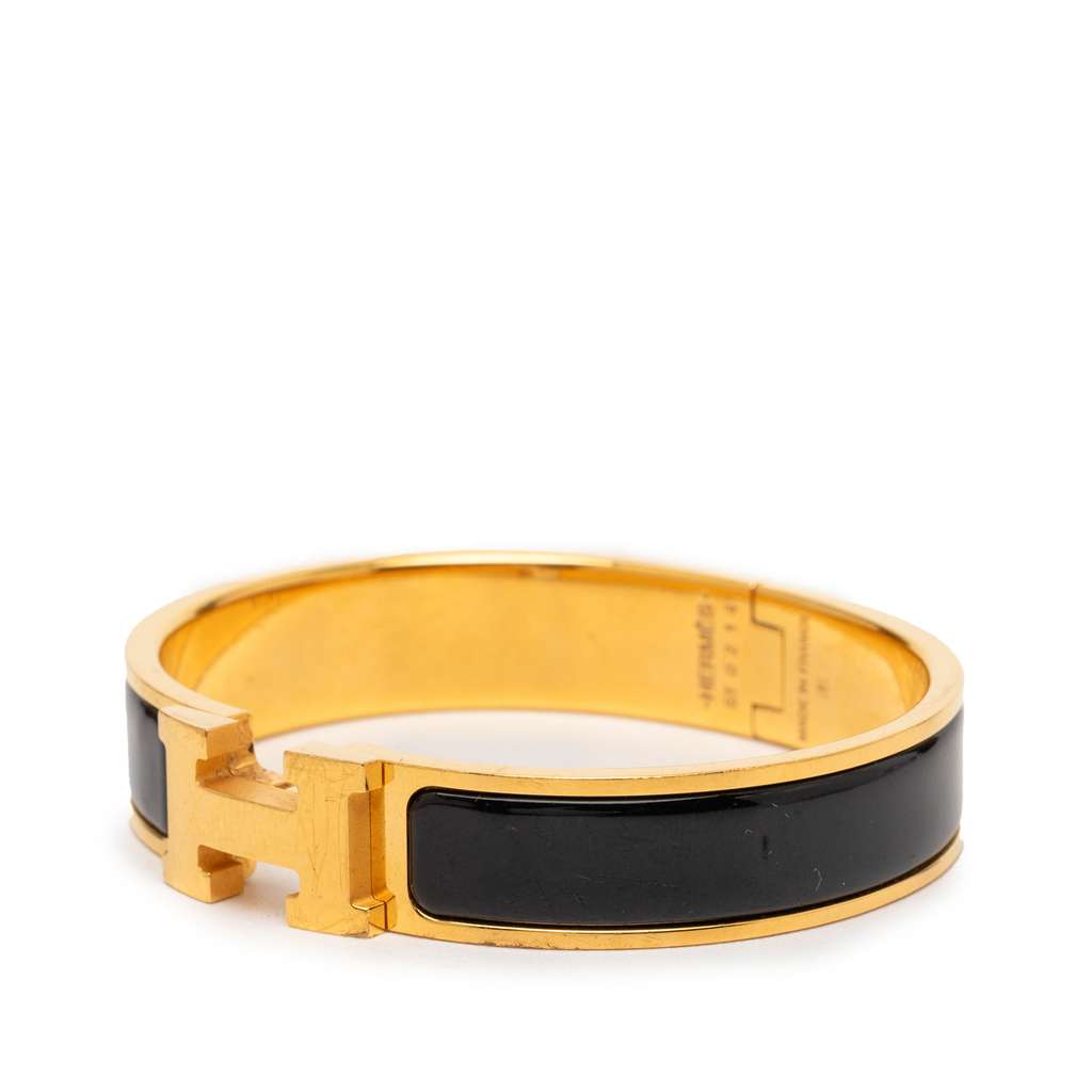 Hermès Narrow Enamel Clic H Bracelet PM Black Good condition - Back View