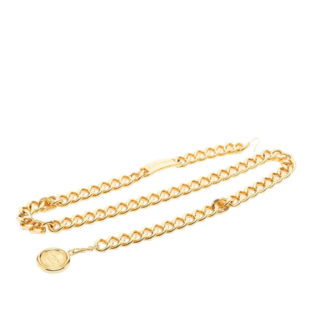 Chanel CC Medallion Chain Link Belt Gold Metal Very good - Front View