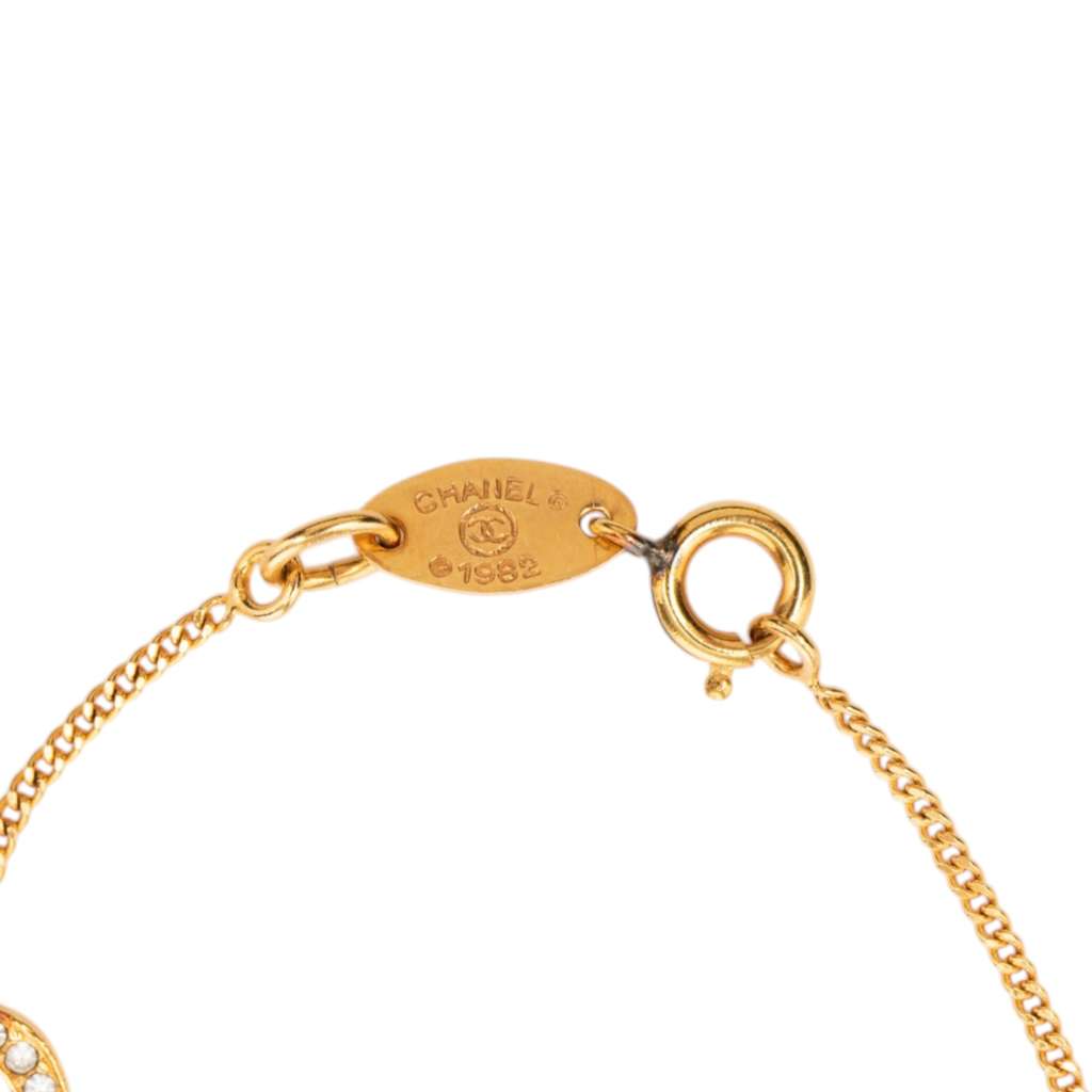 Chanel CC Gold Plated Rhinestone Bracelet Gold Metal Good condition - Model View