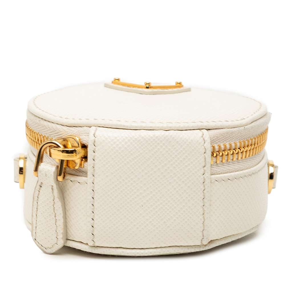 Prada Mini Saffiano Triangle Pouch White Leather Good condition - Inside View