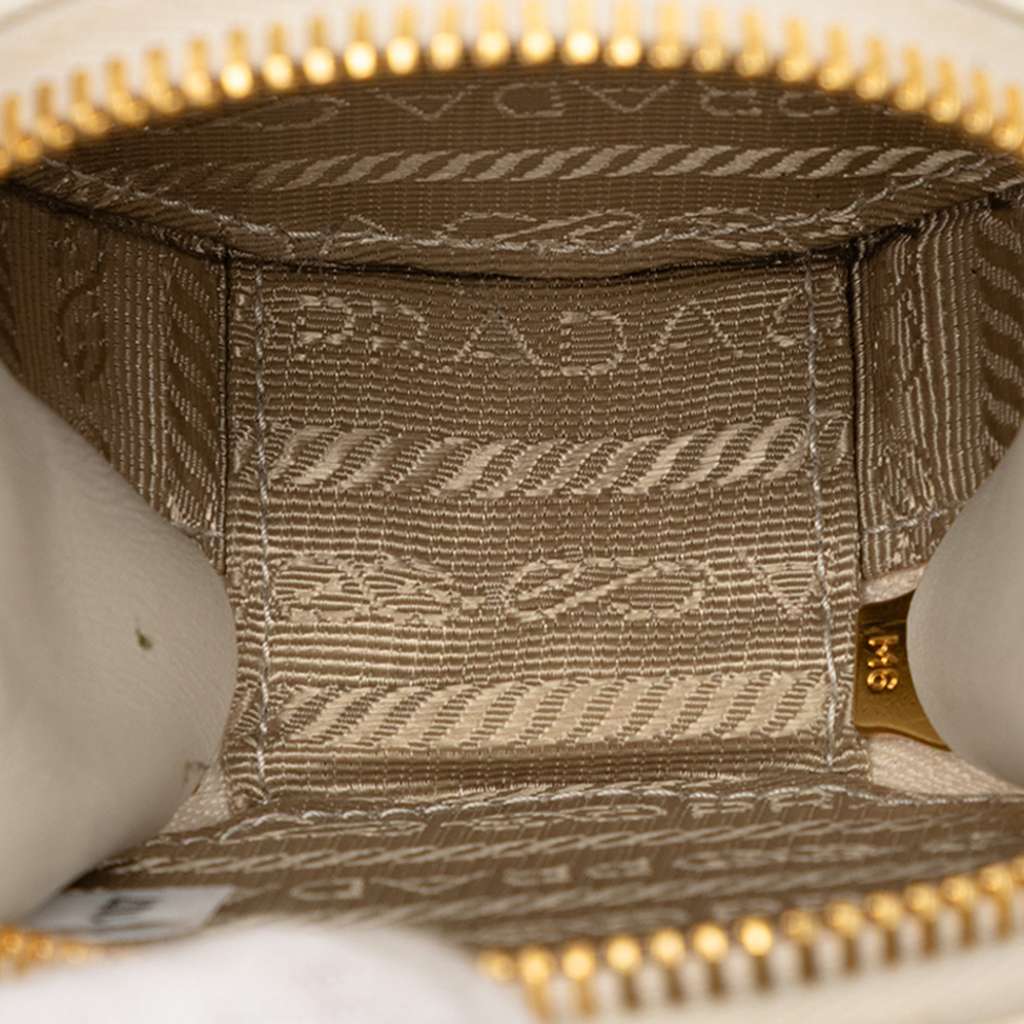 Prada Mini Saffiano Triangle Pouch White Leather Good condition - Model View