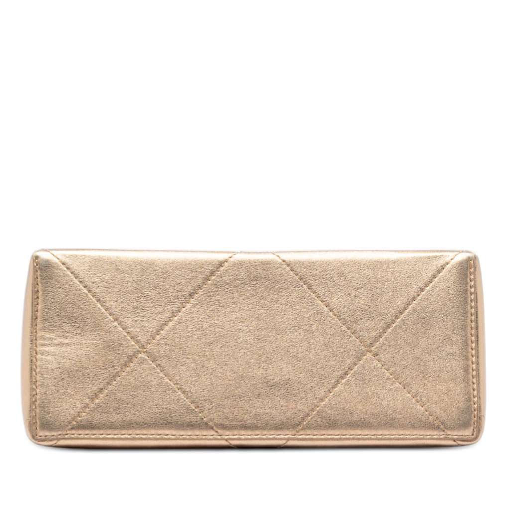 Chanel Small Calfskin Kiss Lock Frame Bag Gold Leather Good condition - Inside View