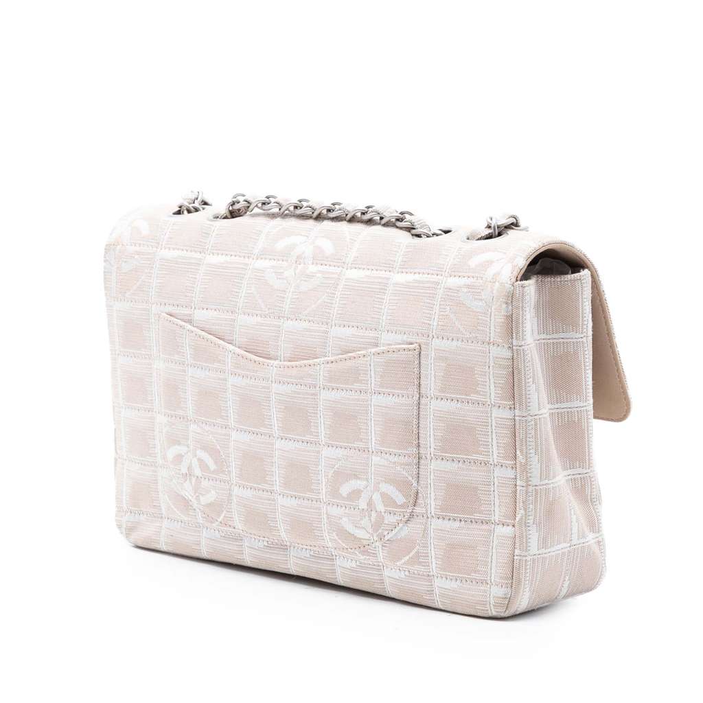 Chanel Medium New Travel Line Nylon Single Flap Beige Good condition - Back View
