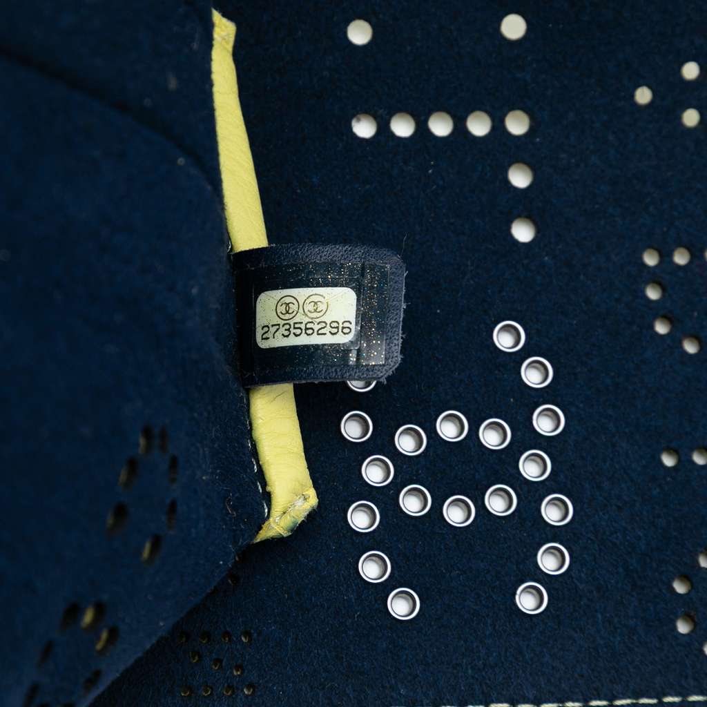 Chanel Perforated Calfskin Logo Eyelet Flap Yellow Leather Good condition - Box View