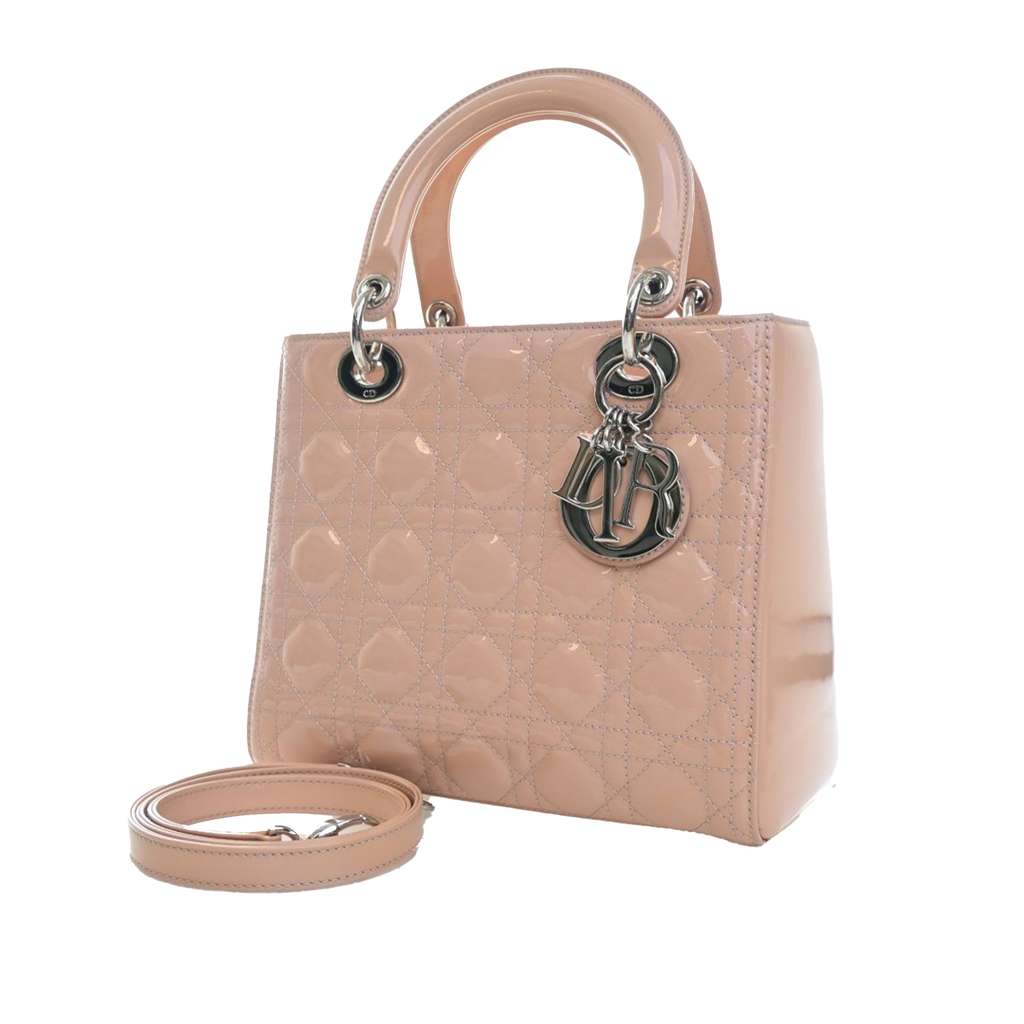 Dior Medium Patent Cannage Lady Dior Pink Leather Good condition - Inside View