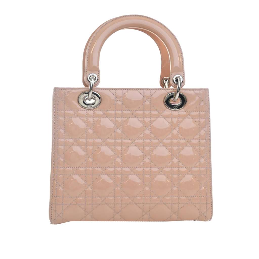 Dior Medium Patent Cannage Lady Dior Pink Leather Good condition - Model View