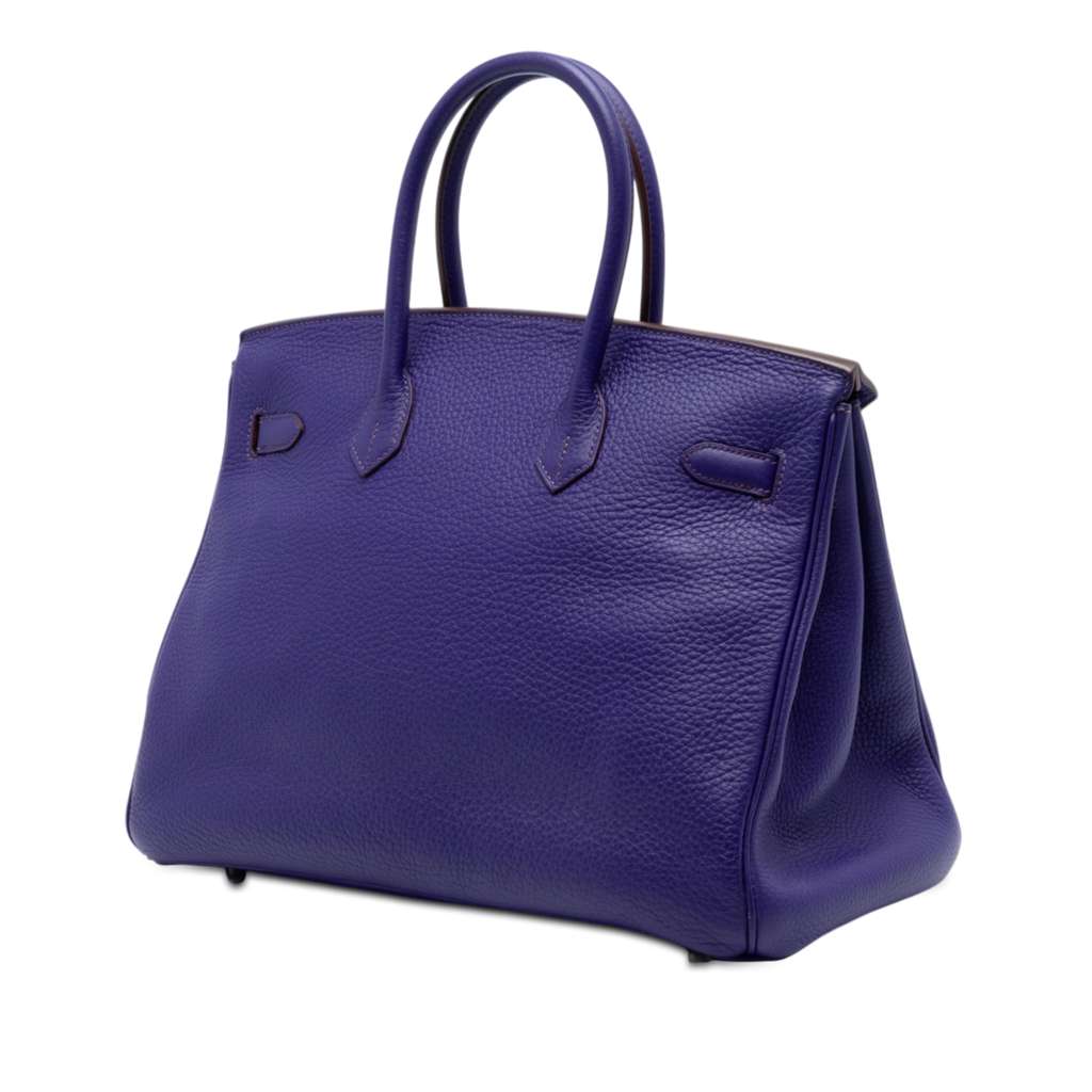 Hermès Clemence Birkin Retourne 35 Purple Leather Good condition - Back View