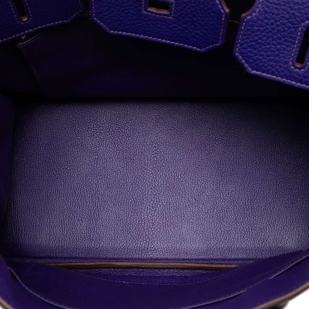 Hermès Clemence Birkin Retourne 35 Purple Leather Good condition - Model View