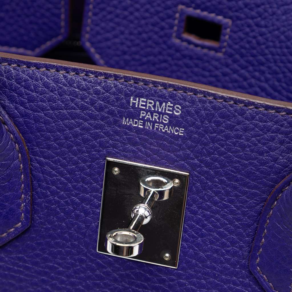 Hermès Clemence Birkin Retourne 35 Purple Leather Good condition - Box View
