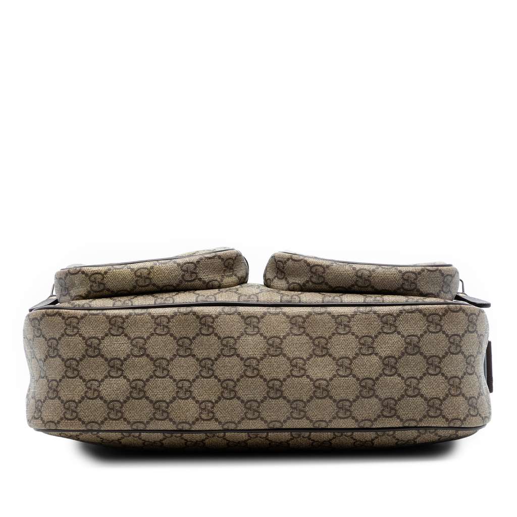 Gucci GG Supreme Double Pocket Crossbody Beige Canvas Fair condition - Inside View