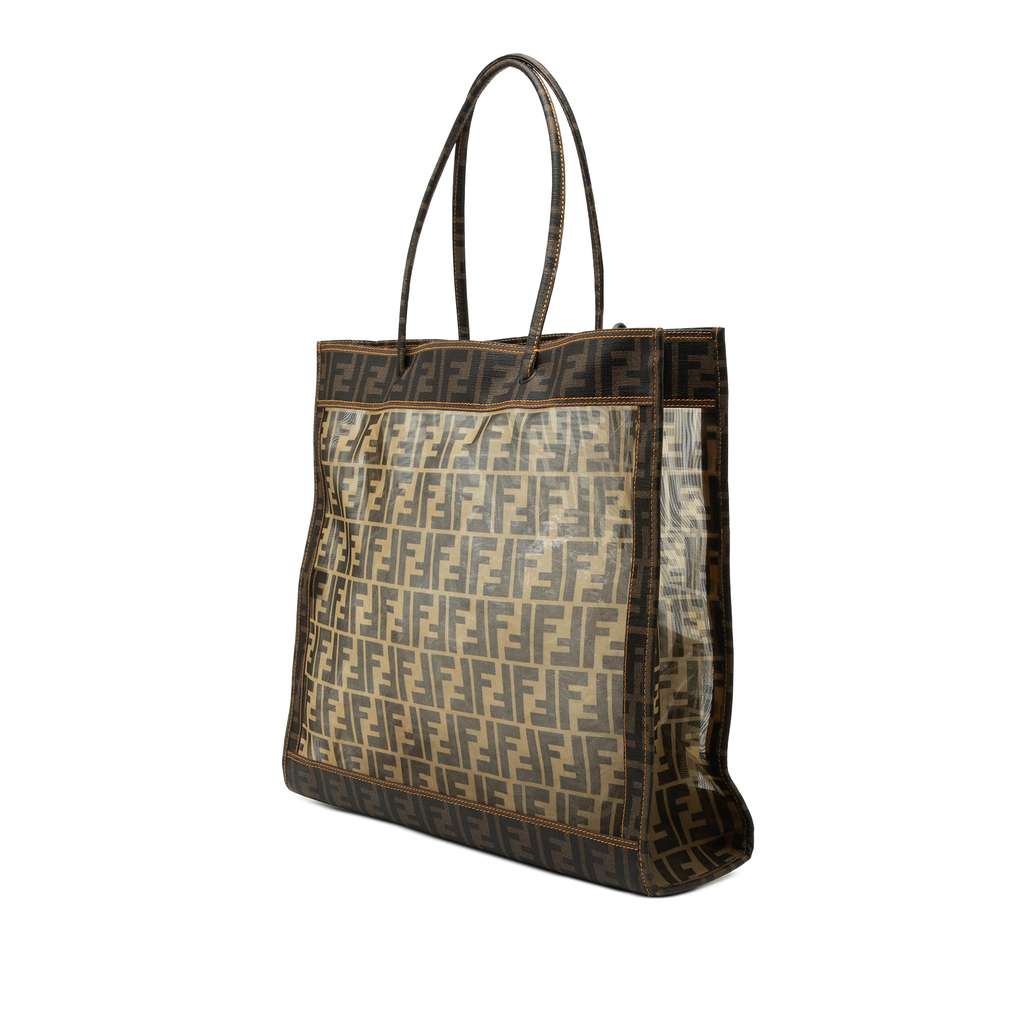 Fendi Large Zucca Mesh Tote Brown Polyester Good condition - Back View