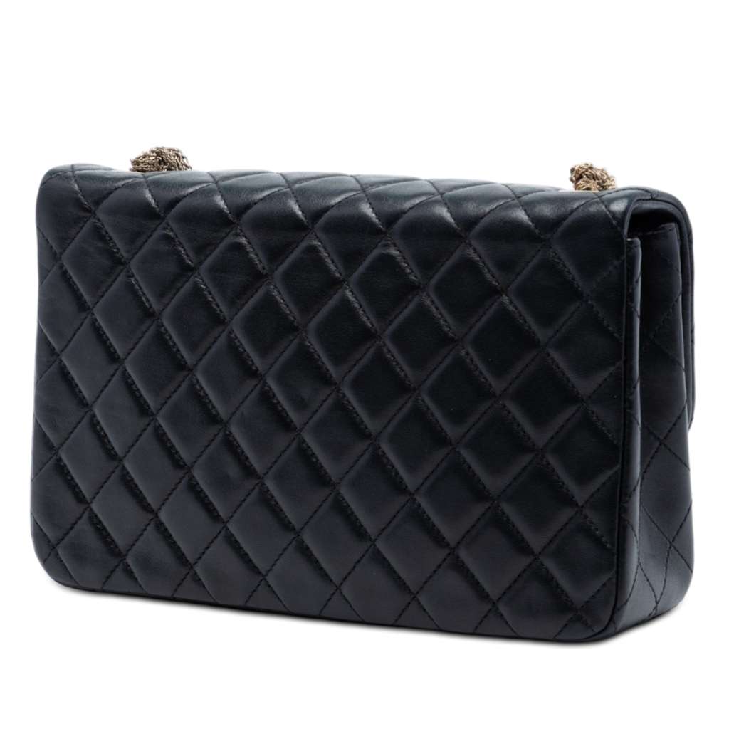 Chanel Medium Quilted Lambskin Westminster Pearl Flap Black Leather Fair condition - Back View