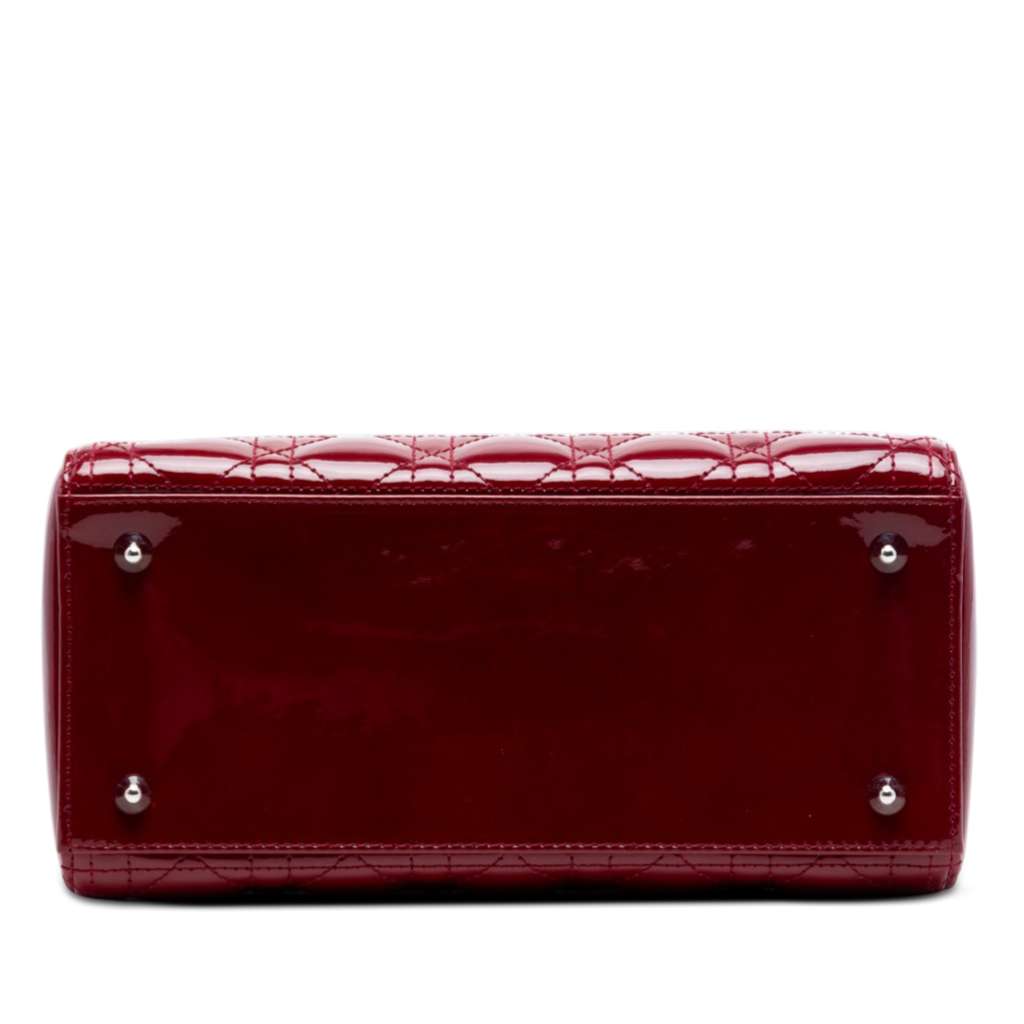 Dior Medium Patent Cannage Lady Dior Red Leather Good condition - Inside View