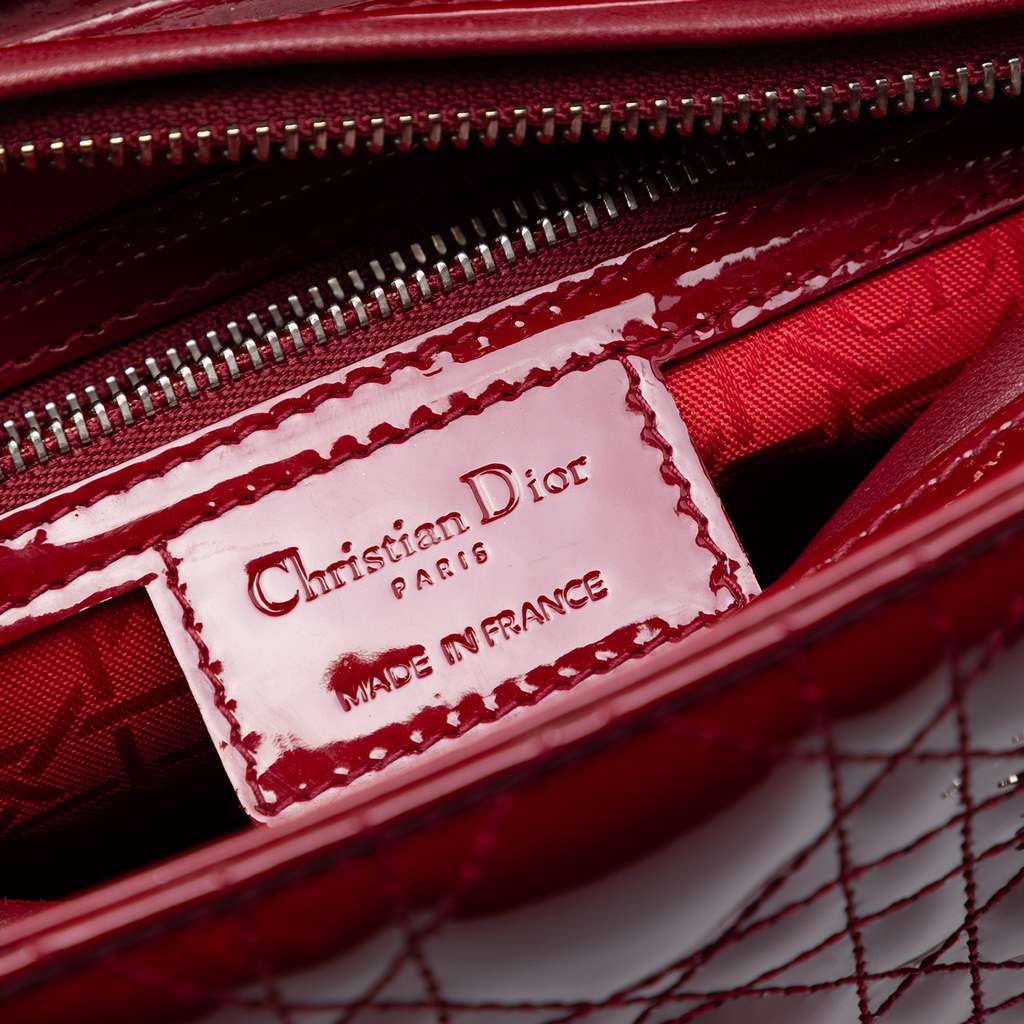 Dior Medium Patent Cannage Lady Dior Red Leather Good condition - Box View