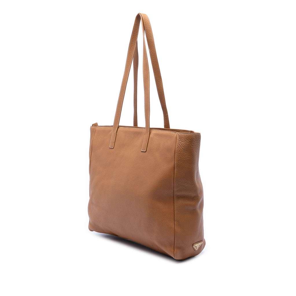 Prada Vitello Daino Shopper Tote Brown Leather Good condition - Back View