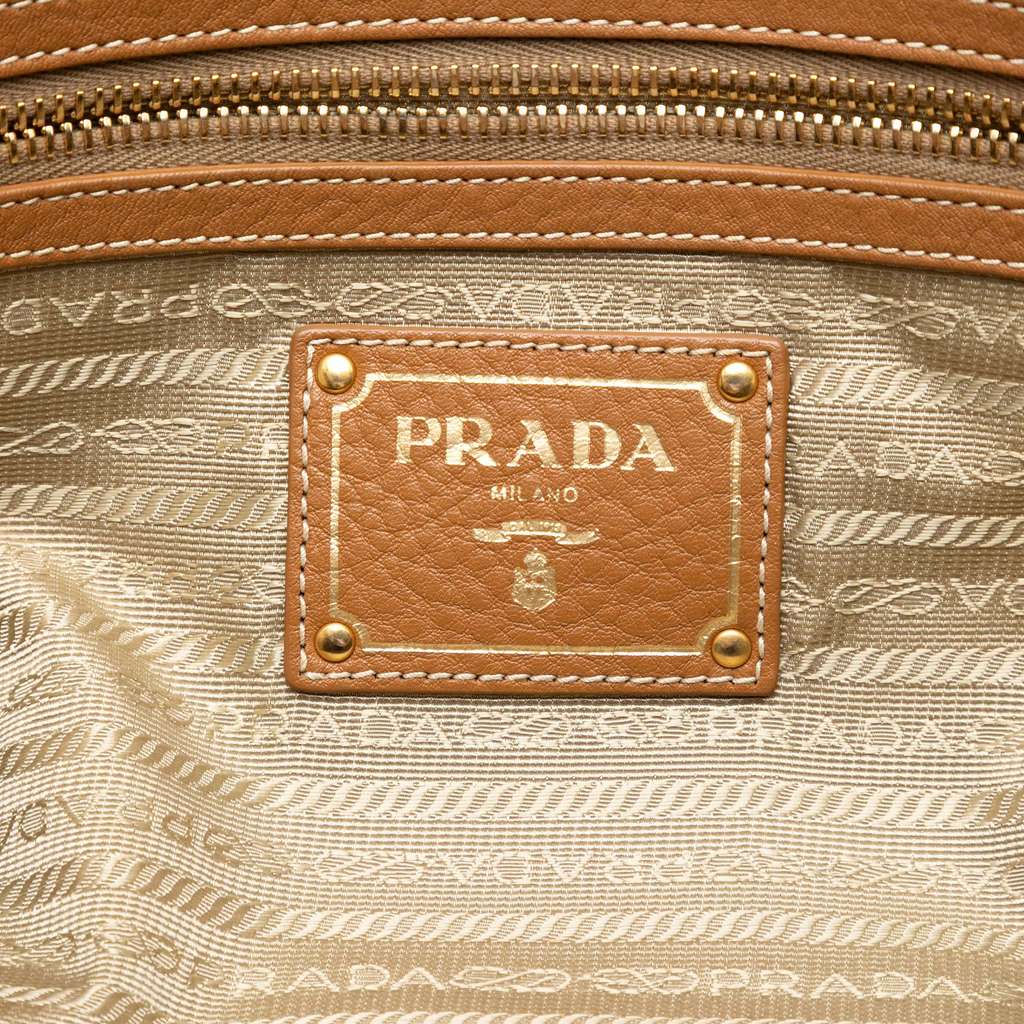 Prada Vitello Daino Shopper Tote Brown Leather Good condition - Box View
