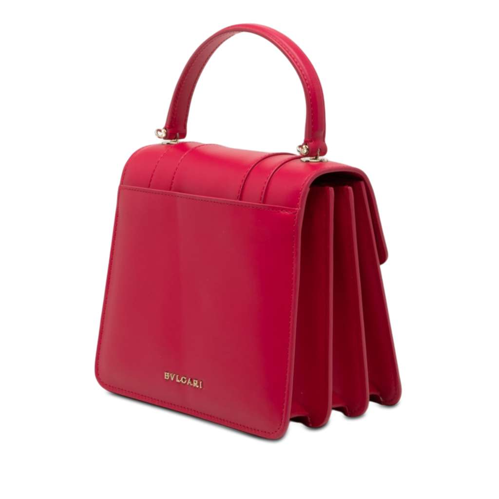 Bvlgari Small Calfskin Serpenti Forever Top Handle Bag Red Leather Good condition - Back View