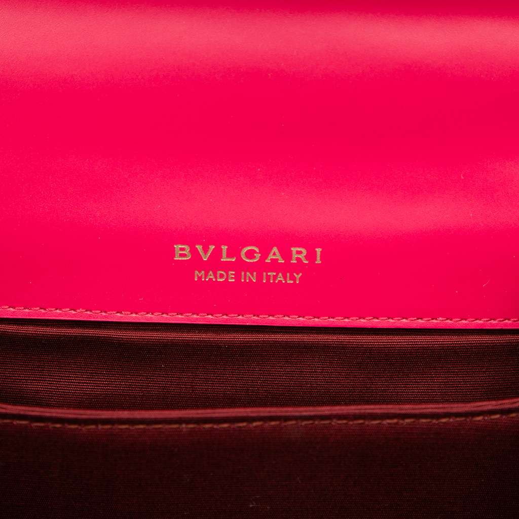Bvlgari Small Calfskin Serpenti Forever Top Handle Bag Red Leather Good condition - Box View