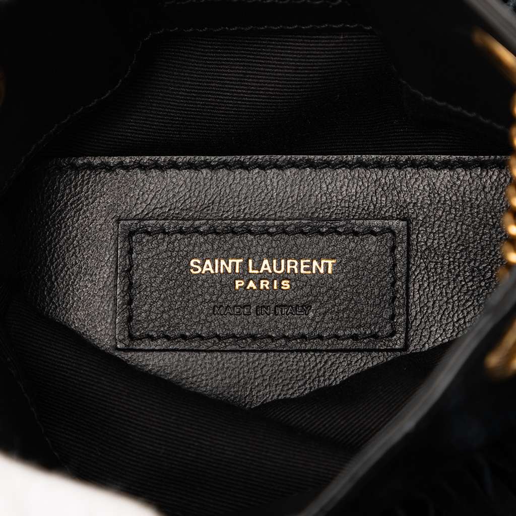 Saint Laurent Small Suede Grace Fringe Hobo Black Leather Good condition - Box View