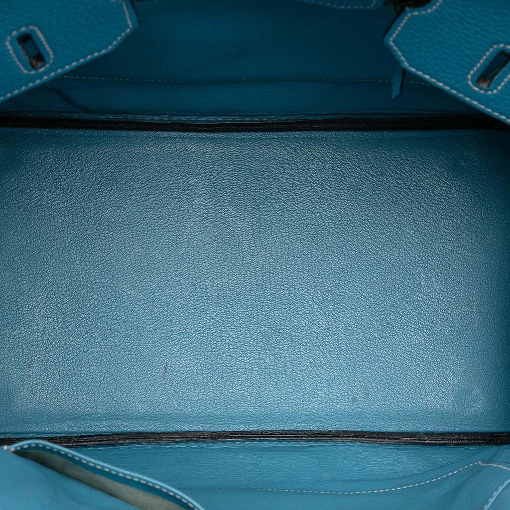 Hermès Clemence Birkin Retourne 35 Blue Leather Good condition - Model View