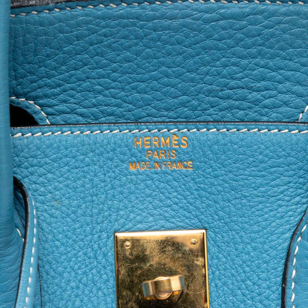 Hermès Clemence Birkin Retourne 35 Blue Leather Good condition - Box View
