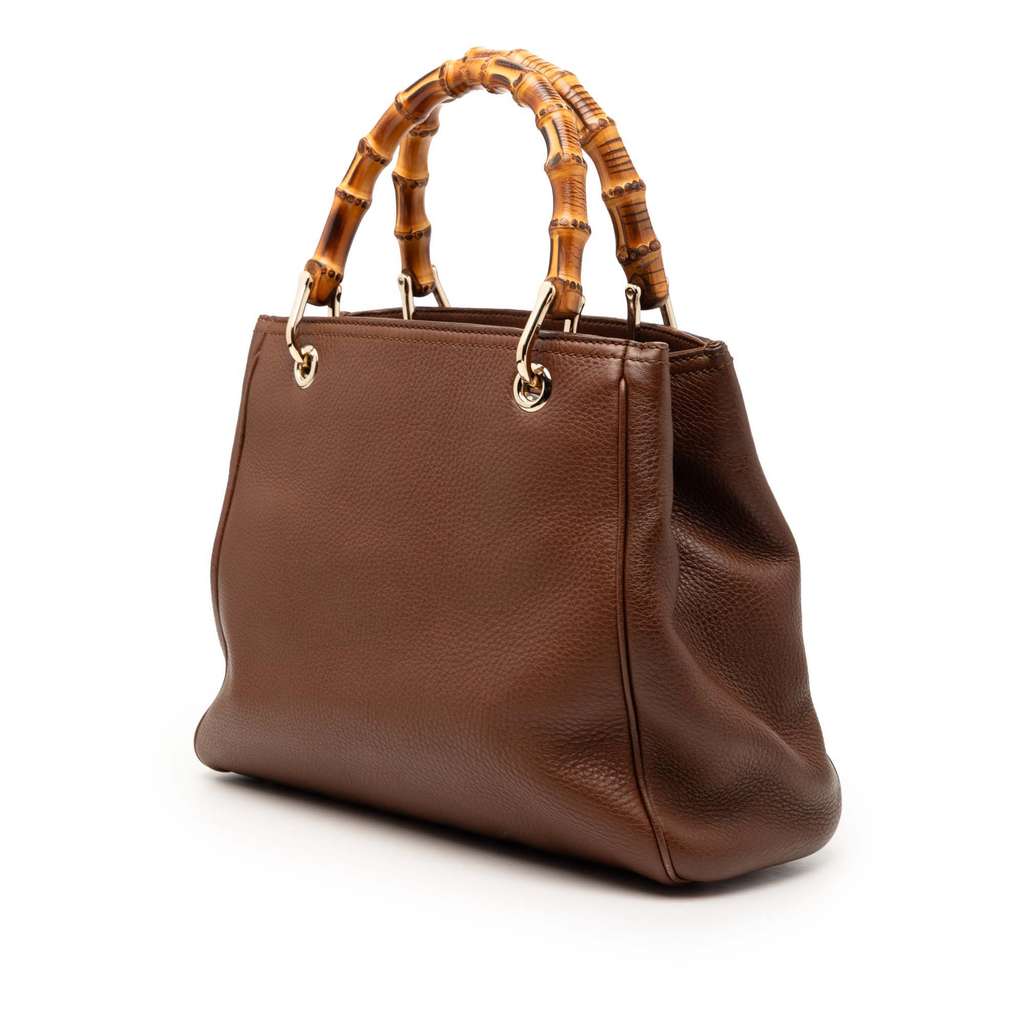 Gucci Small Calfskin Bamboo Shopper Satchel Brown Leather Good condition - Back View