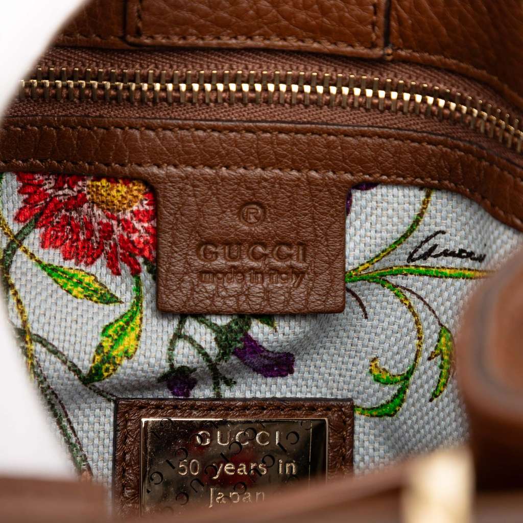 Gucci Small Calfskin Bamboo Shopper Satchel Brown Leather Good condition - Box View