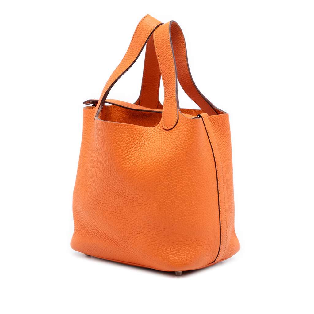 Hermès Clemence Picotin Lock 18 Orange Leather Good condition - Back View