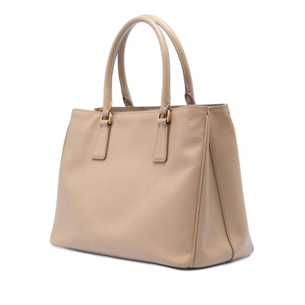 Prada Medium Saffiano Lux Galleria Satchel Beige Leather Good condition - Back View
