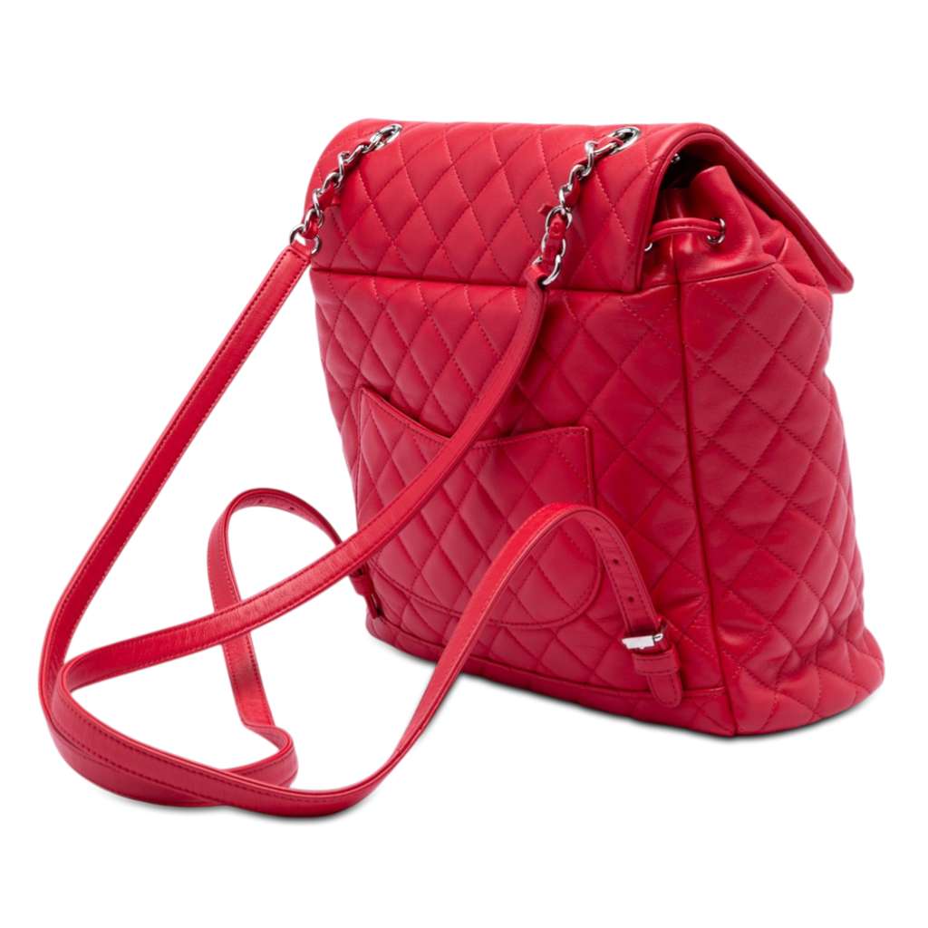 Chanel Medium Lambskin Urban Spirit Backpack Red Leather Good condition - Back View