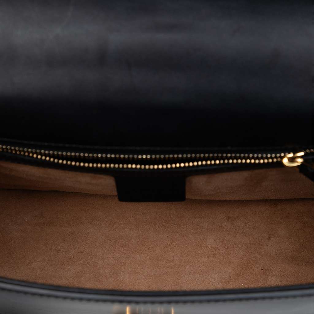 Gucci Small Leather Web Sylvie Satchel Black Leather Good condition - Model View