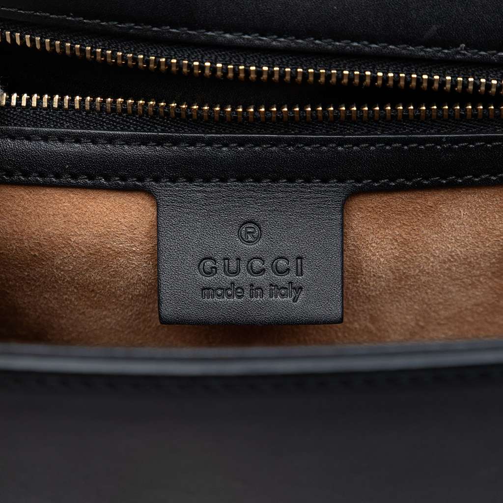 Gucci Small Leather Web Sylvie Satchel Black Leather Good condition - Box View