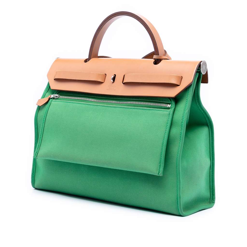 Hermès Toile Herbag Zip 31 Green Canvas Good condition - Back View