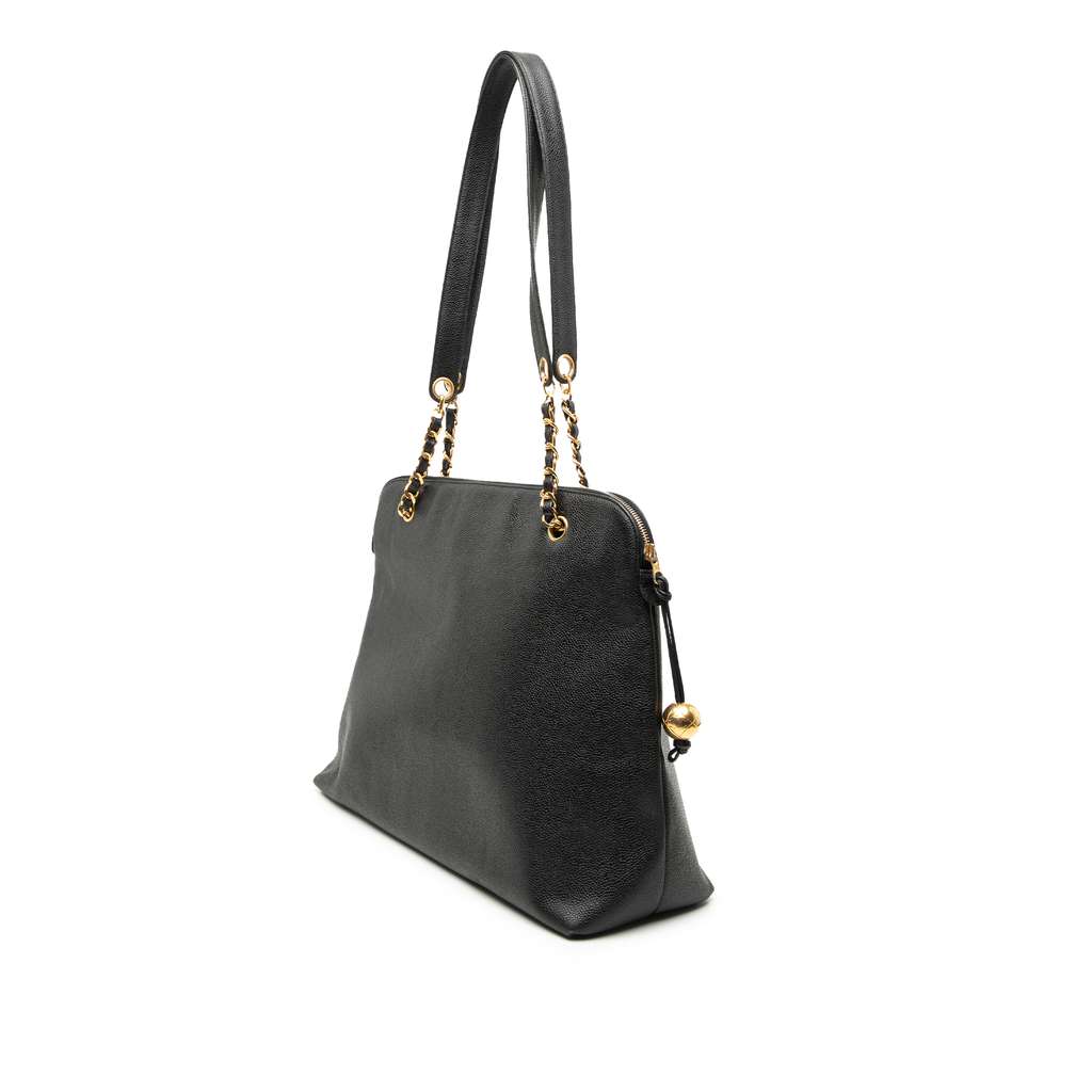 Chanel CC Caviar Chain Zip Tote Black Leather Good condition - Back View
