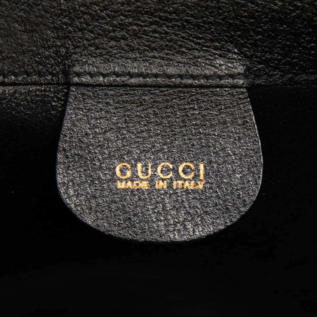 Gucci Grained Calfskin Bamboo Satchel Black Leather Good condition - Box View