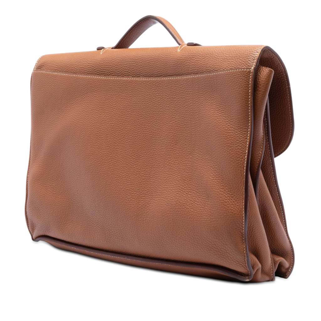 Hermès Togo Sac a Depeches 41 Brown Leather Good condition - Back View