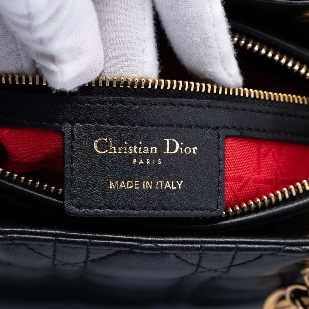 Dior Medium Lambskin Cannage Lady Dior Black Leather Good condition - Box View