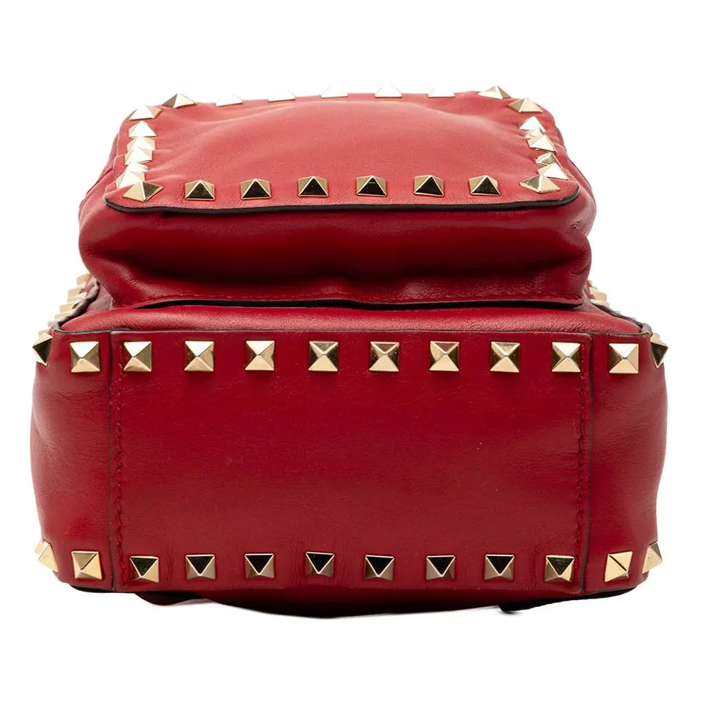Valentino Mini Calfskin Rockstud Backpack Red Leather Very good - Inside View