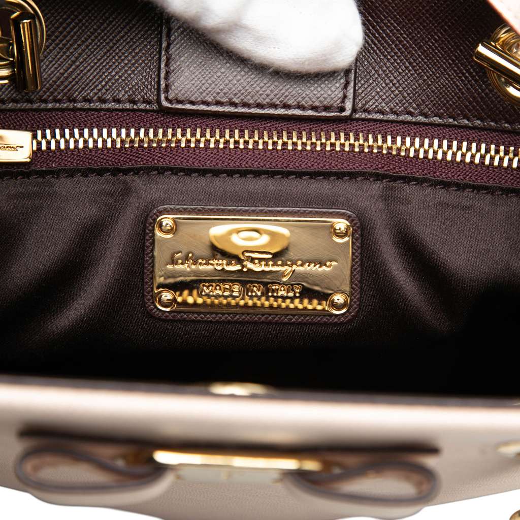 Salvatore Ferragamo Ombre Leather Vara Bow Satchel Pink Leather Good condition - Box View