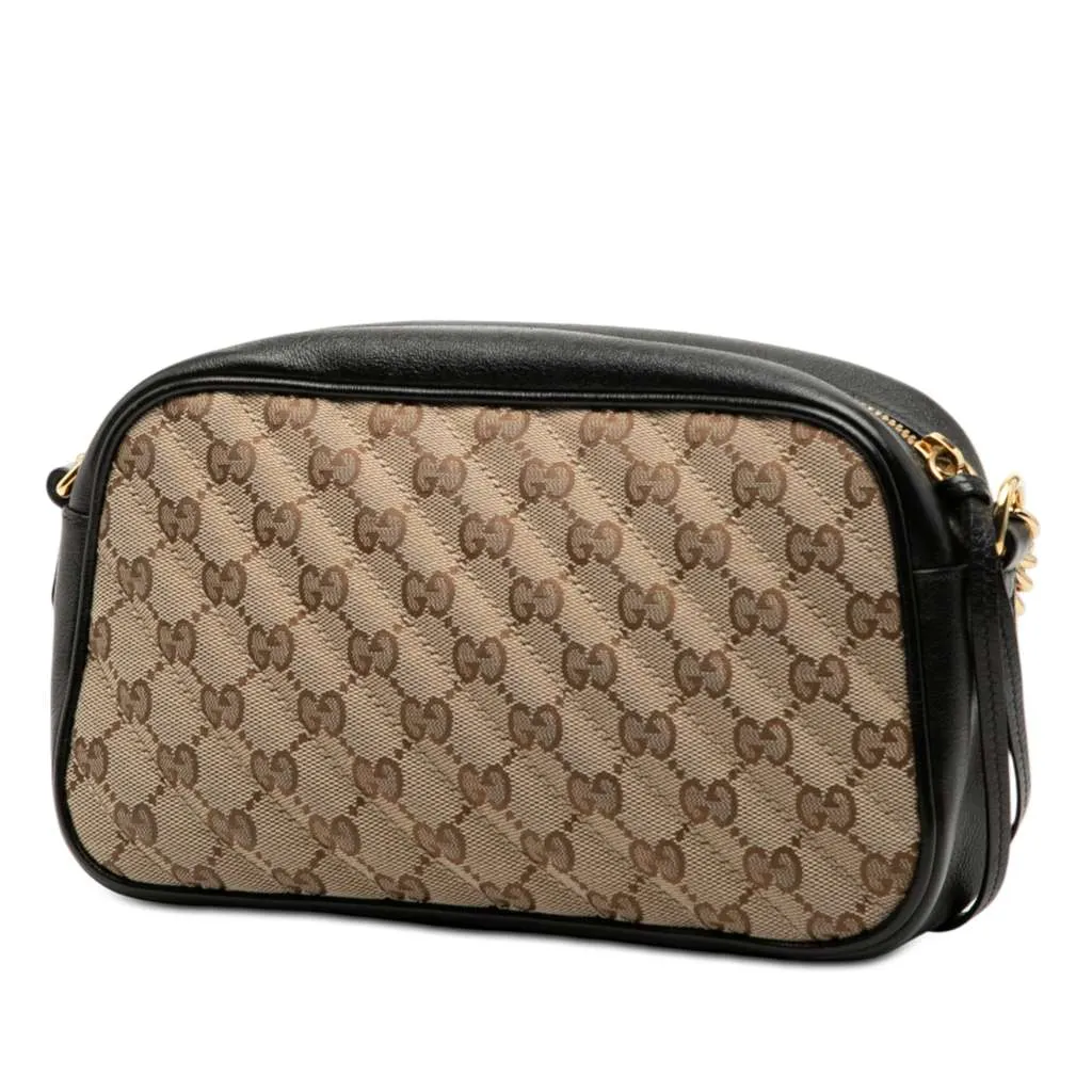 Gucci Small GG Marmont Matelasse GG Canvas and Leather Crossbody Beige Good - Back View