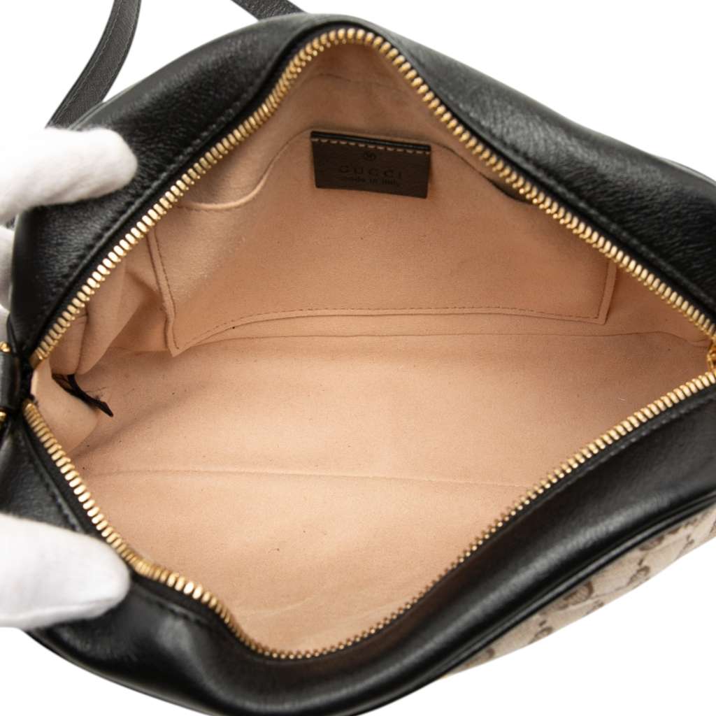 Gucci Small GG Marmont Matelasse GG Canvas and Leather Crossbody Beige Fair condition - Model View